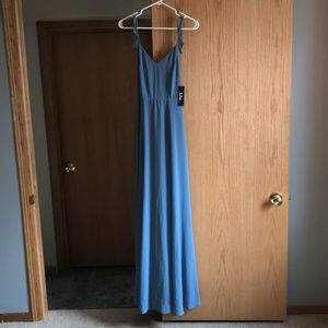 New Lulu’s Meteoric Rise Slate Blue Maxi Dress